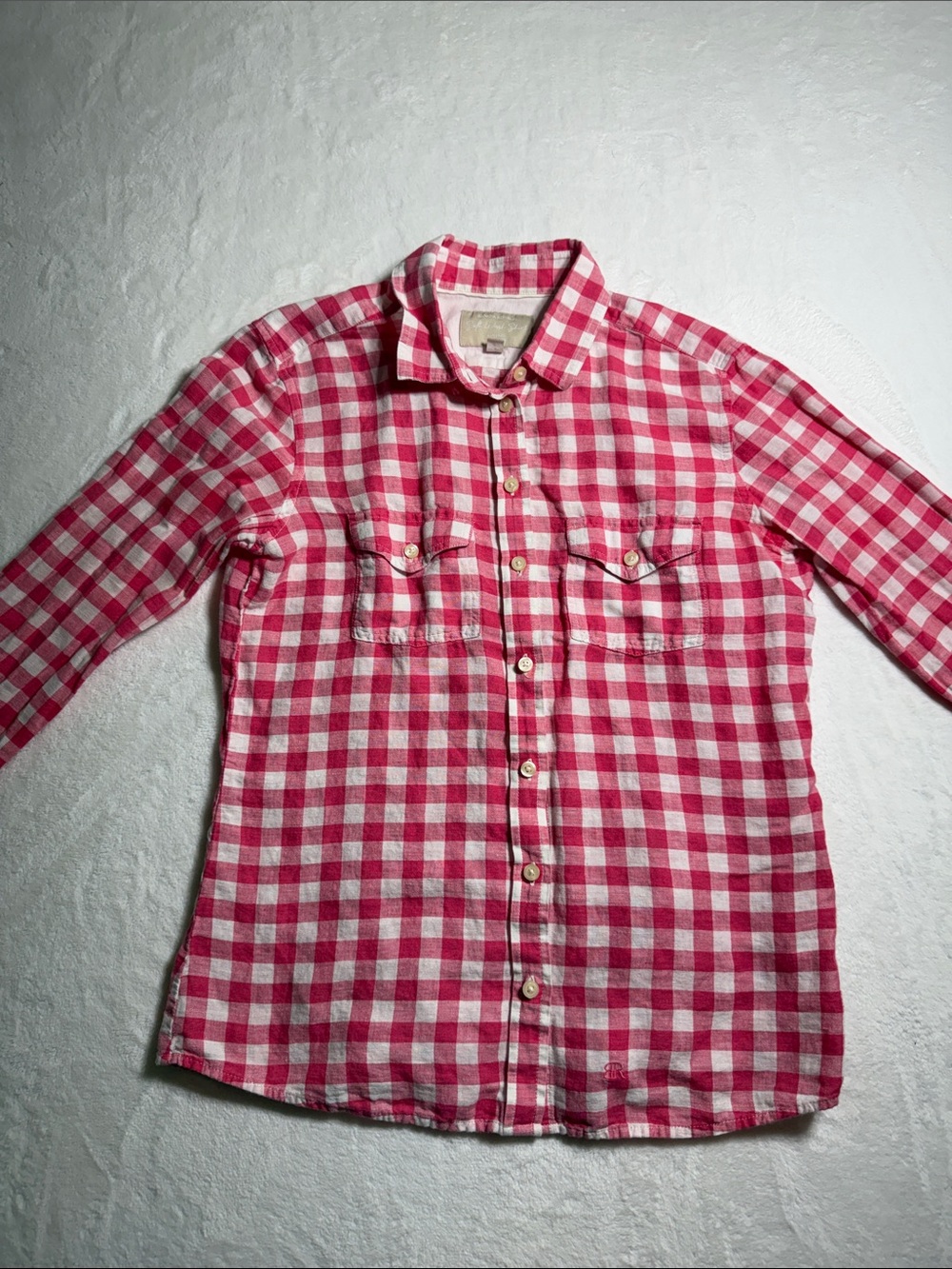 Banana Republic Pink and White Gingham Button-Front Shirt